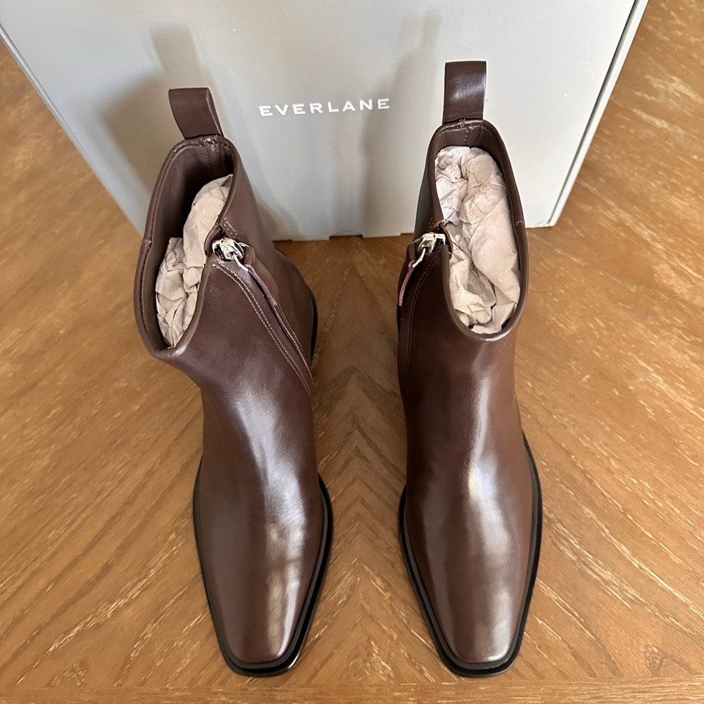Everlane Brown Leather Heeled Ankle Boots - Picture 4 of 7